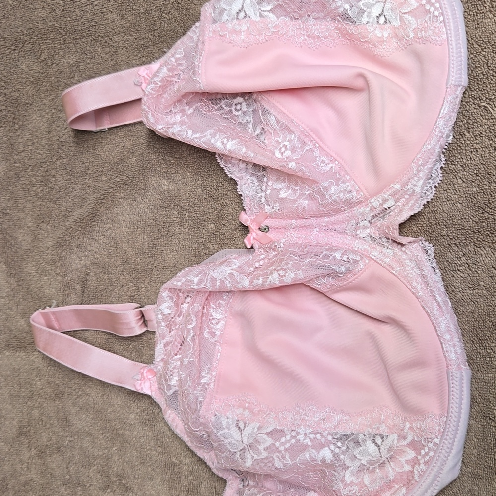 Pink lace bra